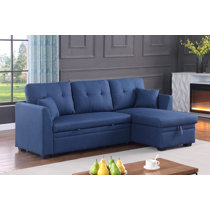 Blue leather deals sleeper sofa